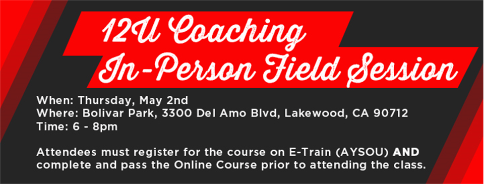 12U Coaching Field Session in Person